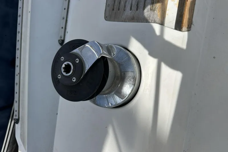 Slide: The Image of Winch on 1991 Catalina 42 sailboat deck, close-up view. - 151