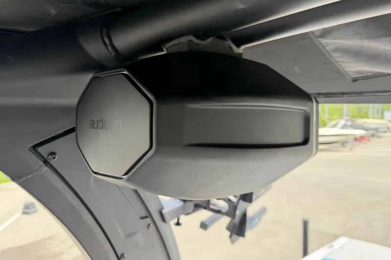 Slide: The Image of 2024 Tigé Z1 boat featuring an Audison speaker system installed under the canopy. - 7