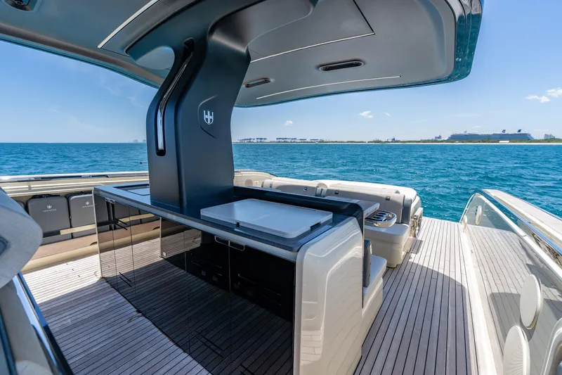 Slide: The Image of Luxurious 2024 Invictus 460 yacht interior with sleek design and ocean view. - 44