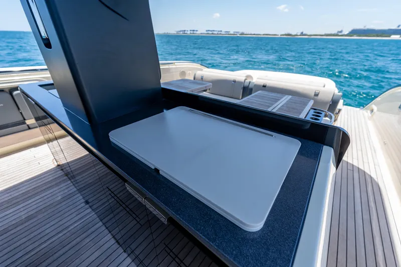 Slide: The Image of Luxury deck of 2024 Invictus 460 yacht with sleek design and ocean view. - 45