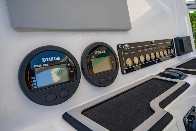 Slide: The Image of Dashboard of 2021 Sea Fox 228 Commander with Yamaha gauges and control panel. - 11