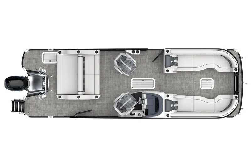 Slide: The Image of Manufacturer Provided Image: 2026 Barletta Lusso 25UCA pontoon boat, top view layout with seating and helm. - 9