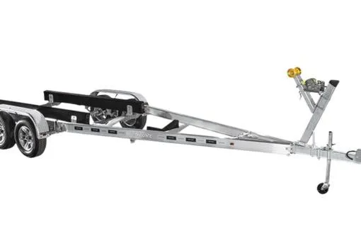Slide: The Image of 2024 Zodiac Medline 7.5 GT boat trailer, dual axle, silver finish, side view. - 33