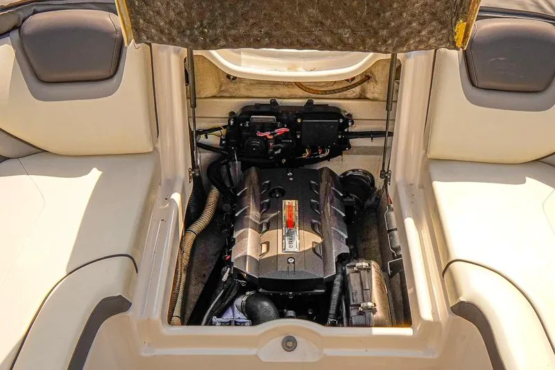 Slide: The Image of 2015 Yamaha Boats SX192 engine compartment, showcasing the powerful engine setup. - 16