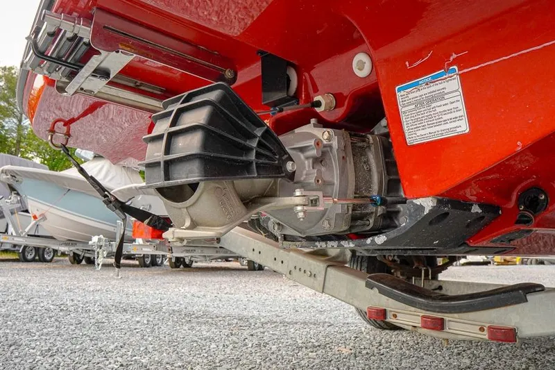 Slide: The Image of Rear view of a 2015 Yamaha Boats SX192, showcasing the jet drive system. - 23