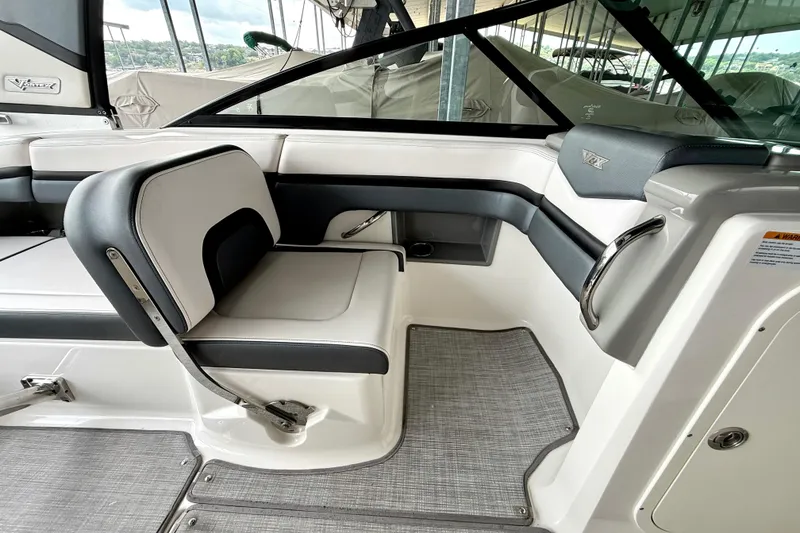 Slide: The Image of 2019 Chaparral Vortex 223 VRX boat interior with sleek seating and modern design. - 32