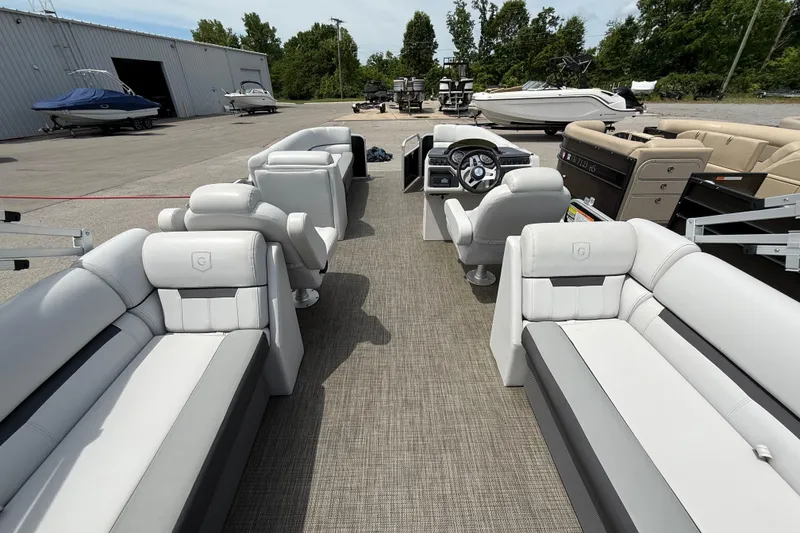 Slide: The Image of 2022 Godfrey Sweetwater 2286 SB pontoon boat with spacious seating and modern design. - 12