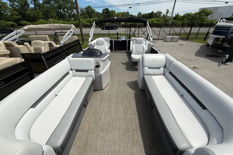 Slide: The Image of 2022 Godfrey Sweetwater 2286 SB pontoon boat with spacious seating and modern design. - 4