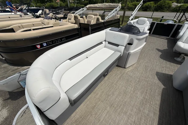 Slide: The Image of 2022 Godfrey Sweetwater 2286 SB pontoon boat with spacious seating and modern design. - 5
