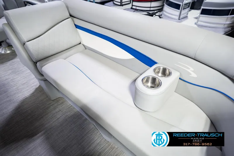 Slide: The Image of Luxurious seating on 2021 Bennington 22 SVSR pontoon boat with cup holders. - 49