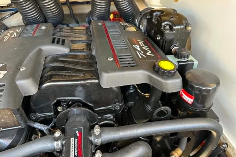 Slide: The Image of Engine compartment of a 2001 Sea Ray 260 Bow Rider boat. - 9