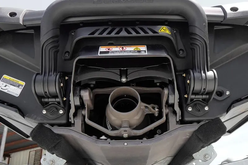 Slide: The Image of 2026 Sea-Doo GTI SE 130 jet propulsion system, detailed view from underneath. - 15