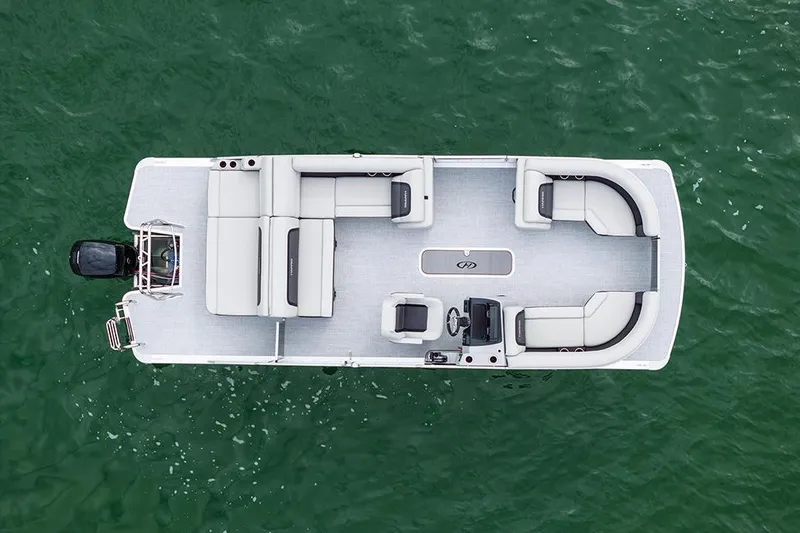 Slide: The Image of Manufacturer Provided Image: 2024 Harris Cruiser 230 pontoon boat, top view on water. - 13