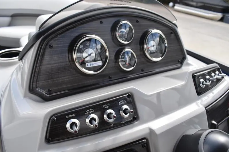 Slide: The Image of Dashboard of 2026 Lowe SS 230 WT Special boat with gauges and controls. - 35