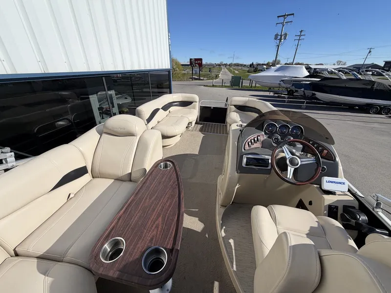 Slide: The Image of 2014 Godfrey Aqua Patio CB 240 pontoon boat interior view. - 9