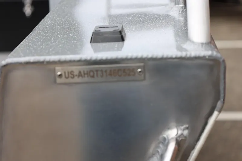 Slide: The Image of Close-up of 2025 Thunder Jet 209 Rush OT boat hull with identification plate. - 21