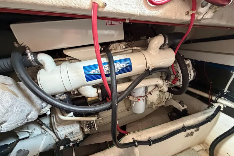 Slide: The Image of Engine compartment of a 2001 Maxum 4600 SCB Limited Edition yacht. - 42