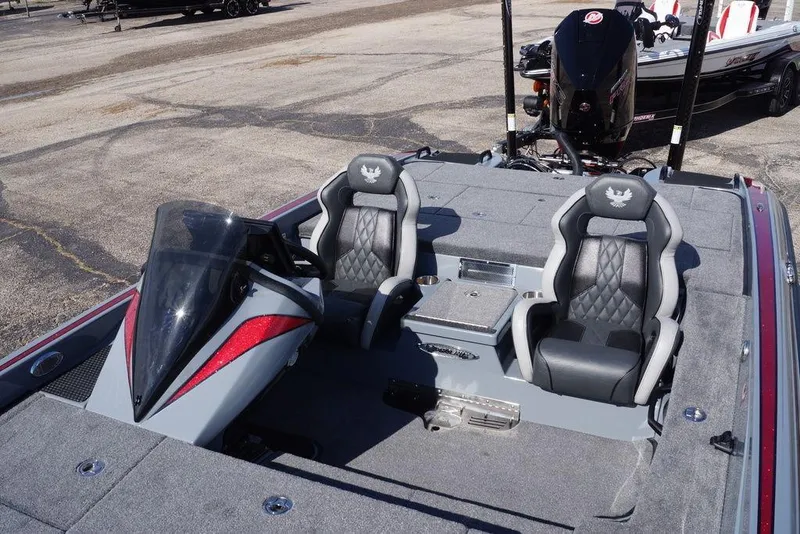 Slide: The Image of 2026 Phoenix 921 Elite X boat interior with dual seats and sleek dashboard design. - 17