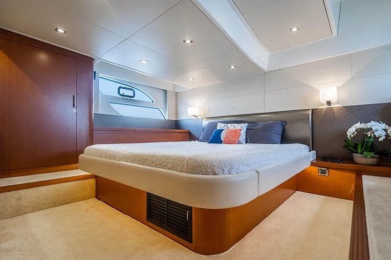 Slide: The Image of Luxurious cabin interior of 2017 Beneteau GRAN TURISMO yacht with modern design and cozy bedding. - 24