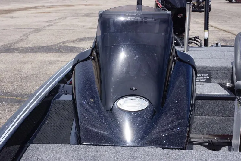 Slide: The Image of 2026 Phoenix 721 ZXL boat console with sleek black finish and windshield. - 19