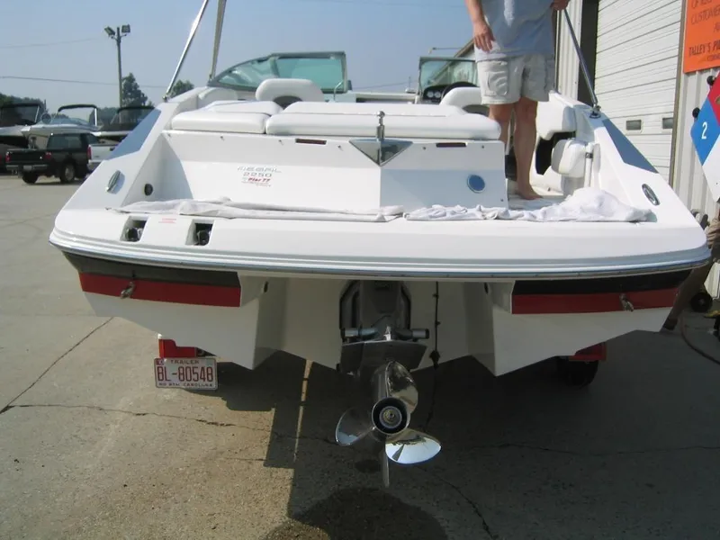 Slide: The Image of Rear view of a 2008 Regal 2250 Cuddy boat on a trailer. - 5