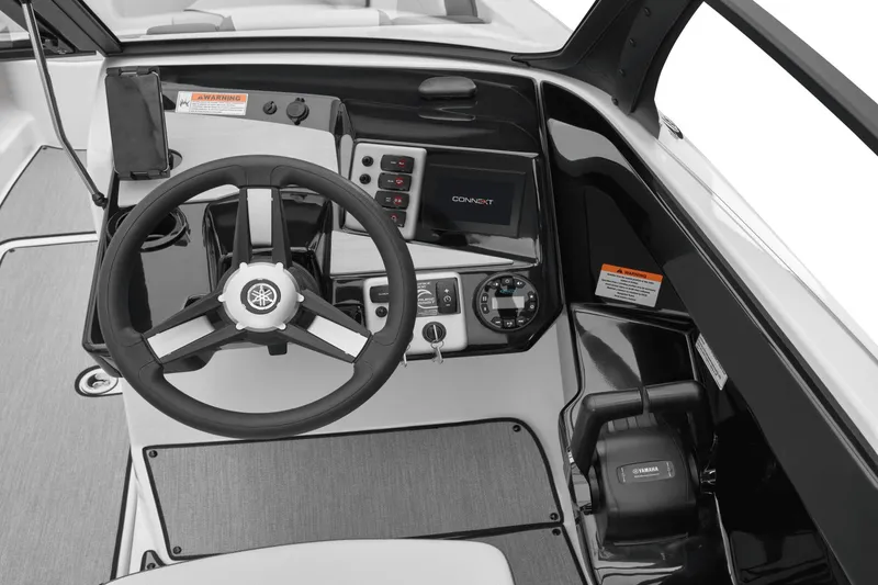 Slide: The Image of Yamaha AR220 2024 boat console with steering wheel and controls. - 37