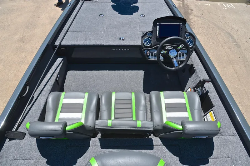 Slide: The Image of 2025 Ranger RT188 boat interior with modern dashboard and stylish seating. - 24