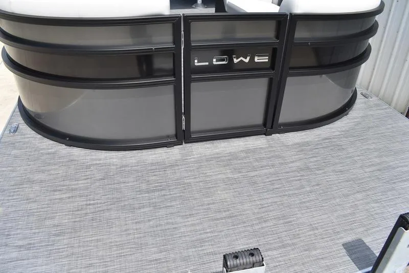 Slide: The Image of 2026 Lowe SS 230 WT Special pontoon boat with sleek black and gray design. - 8