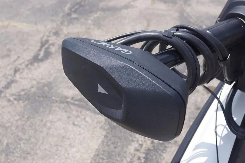 Slide: The Image of Garmin device on 2004 Triton Tr-196 DC boat, coiled cable visible. - 13