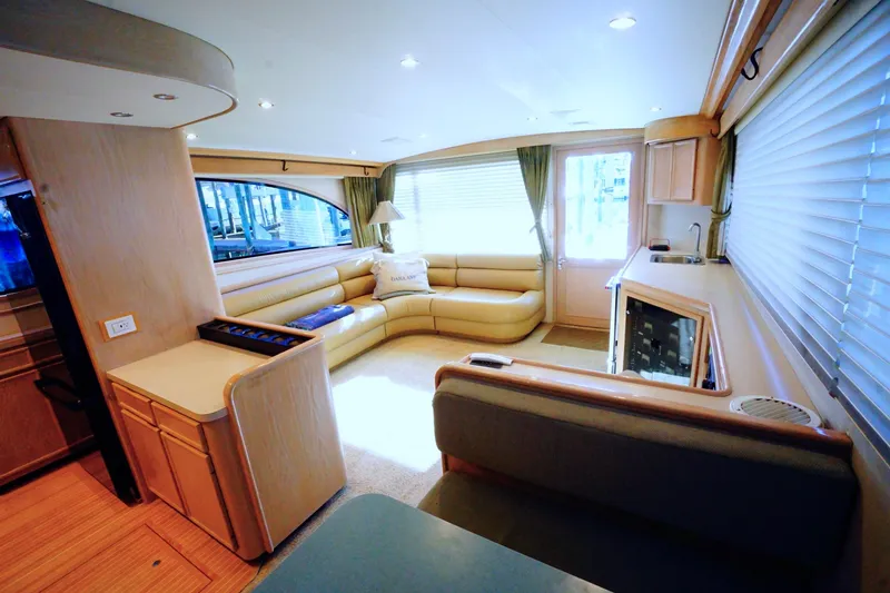Slide: The Image of Luxurious interior of a 1991 G&S 58 yacht with plush seating and modern amenities. - 30