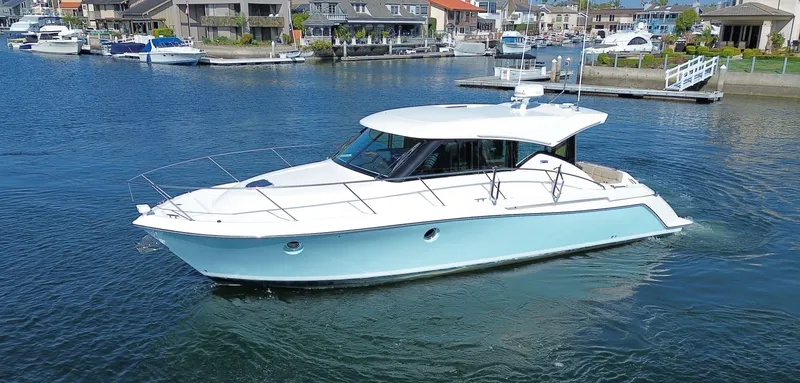 Slide: The Image of 2017 Tiara Yachts C39 Coupe on calm waters. - 1