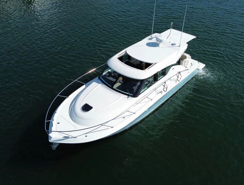 Slide: The Image of 2017 Tiara Yachts C39 Coupe on calm water. - 31