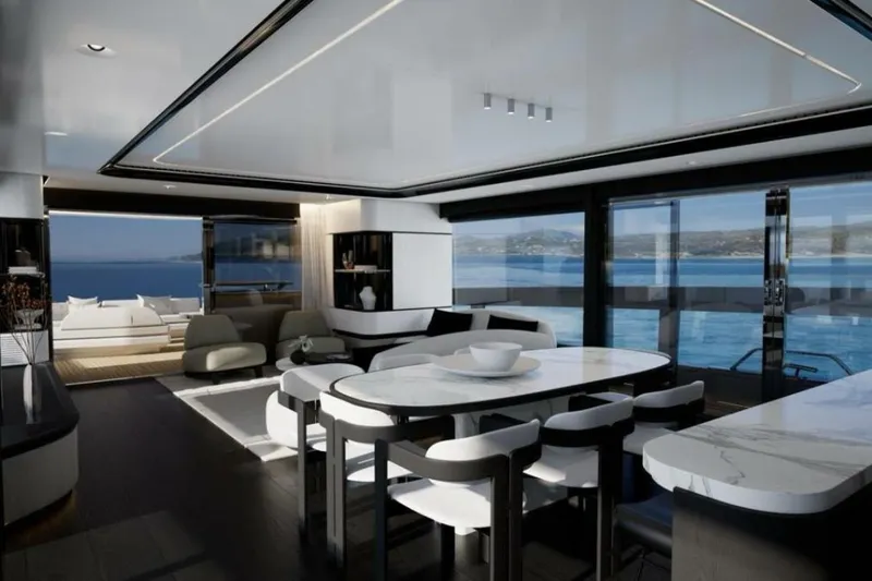 Slide: The Image of Luxurious interior of Pearl 100 Hybrid yacht, year 2026. - 7