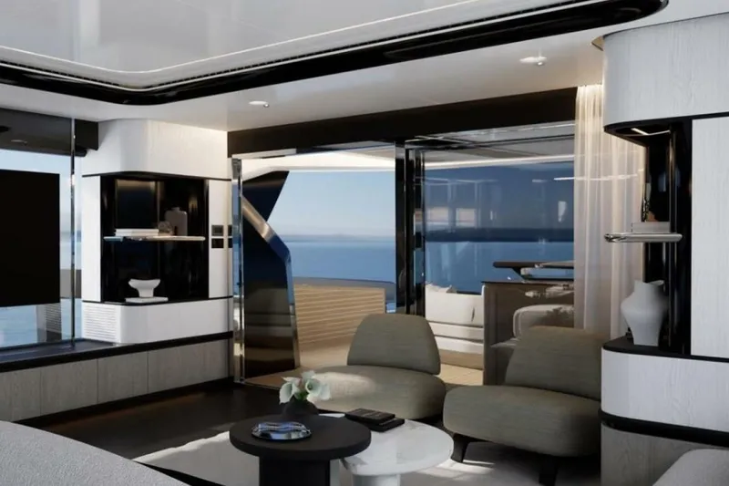 Slide: The Image of Luxurious interior of Pearl 100 Hybrid yacht, year 2026. - 8
