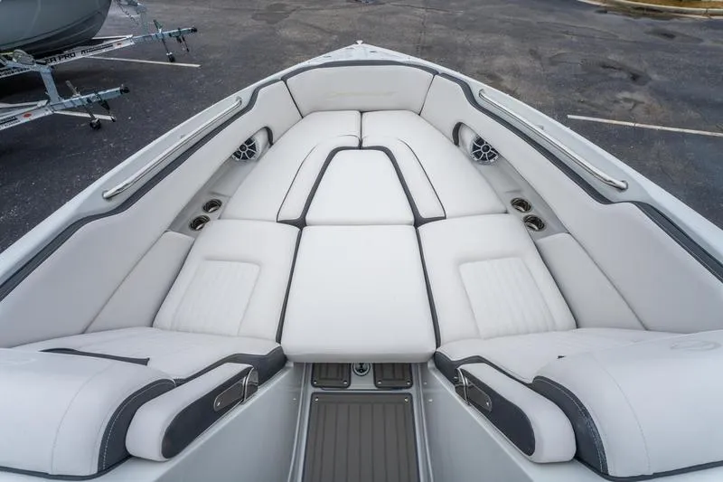 Slide: The Image of 2026 Crowline 290 XSS boat interior with luxurious white seating and modern design. - 27