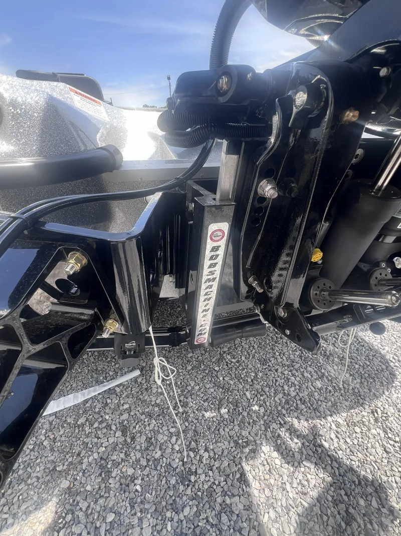 Slide: The Image of Close-up of Bass Cat Lynx STS 2026 boat mechanism. - 13