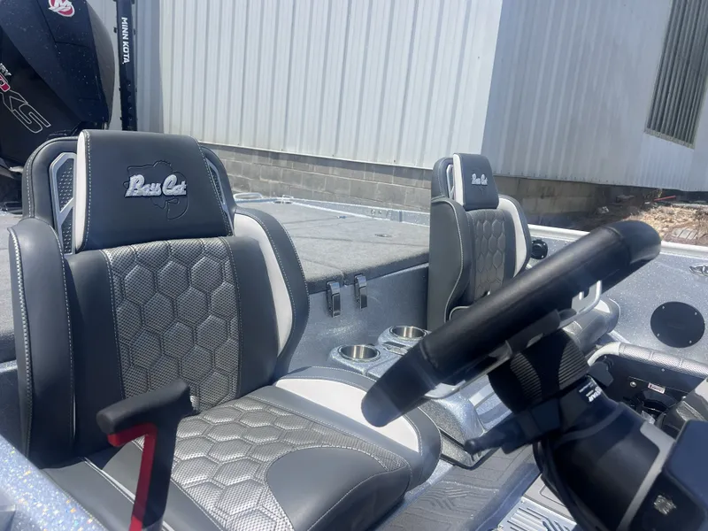 Slide: The Image of Interior of 2026 Bass Cat Lynx STS with luxurious seating. - 4