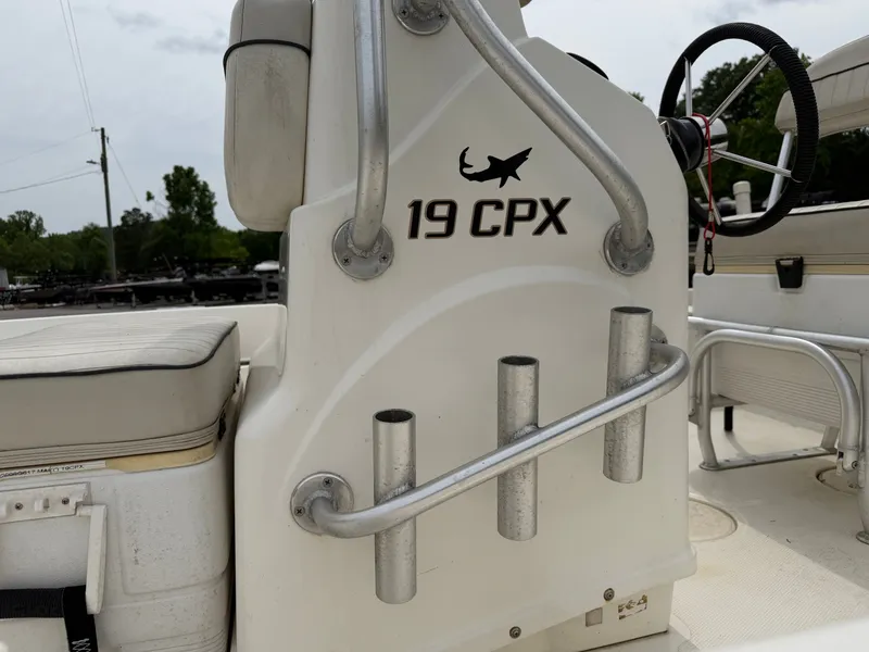 Slide: The Image of Close-up of Mako Skiff 19 CPX boat, model year 2017. - 17