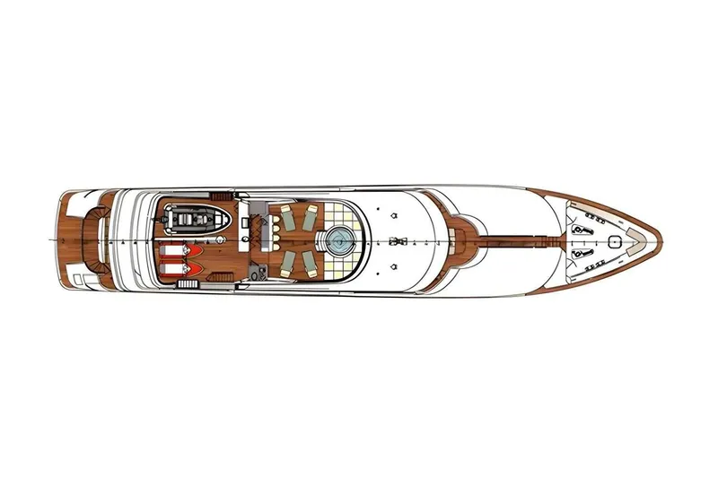 Slide: The Image of Top view layout of 2003 Trinity Yachts Motoryacht, showcasing deck design and amenities. - 46