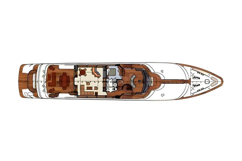 Slide: The Image of Top view layout of 2003 Trinity Yachts Motoryacht, showcasing interior design and deck arrangement. - 47