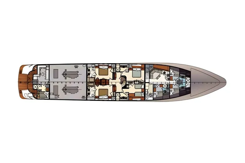 Slide: The Image of Floor plan of a 2003 Trinity Yachts motoryacht, showcasing detailed interior layout. - 49