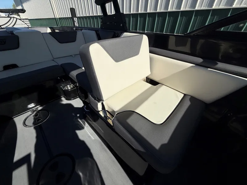 Slide: The Image of Interior of 2023 Heyday WTSurf boat with modern seating. - 25