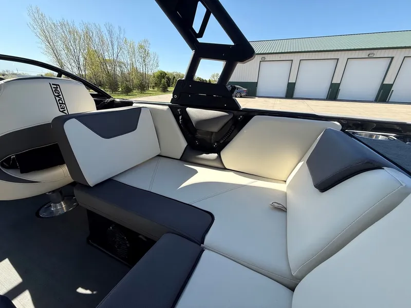 Slide: The Image of Interior of 2023 Heyday WTSurf boat with modern seating. - 31