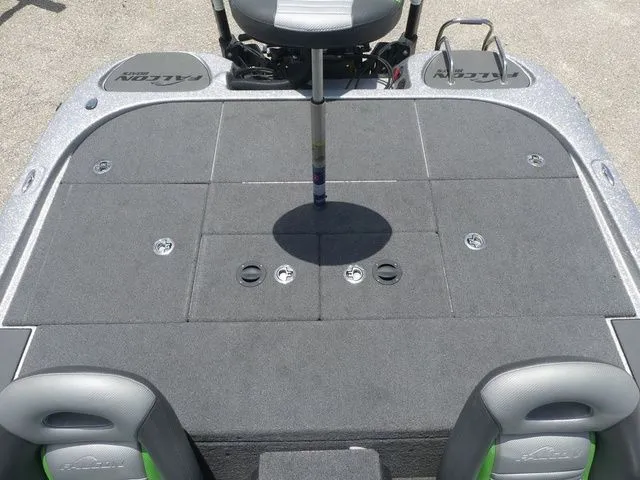 Slide: The Image of 2022 Falcon Bass Boats F21 TE with gray deck and seat. - 20