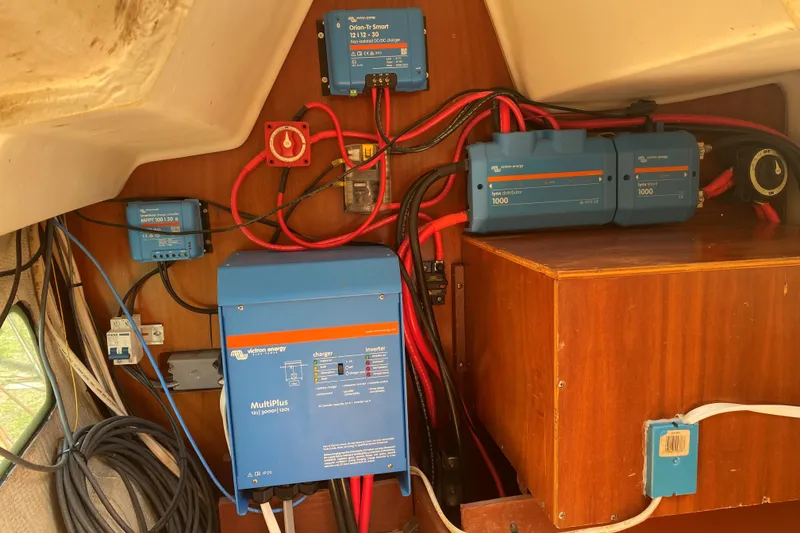 Slide: The Image of Electrical system setup in a 2002 Beneteau Oceanis Clipper 361 sailboat. - 29