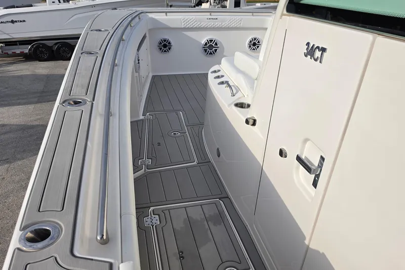 Slide: The Image of 2025 Caymas 34 CT boat deck with sleek design and modern features. - 20
