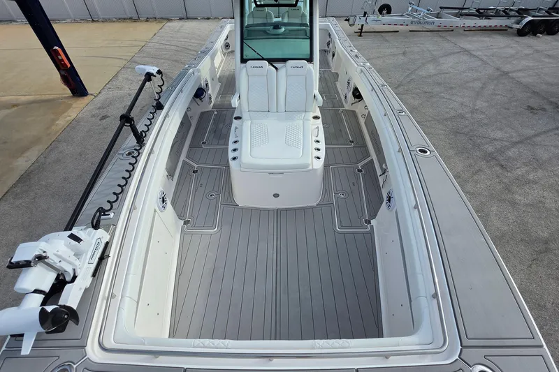 Slide: The Image of 2025 Caymas 34 CT boat interior with sleek design and advanced features. - 26