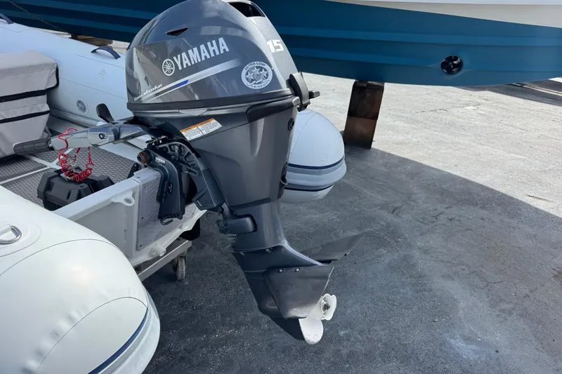 Slide: The Image of Highfield Ultralite 310 boat with Yamaha 15 outboard motor, 2023 model. - 11