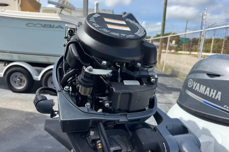 Slide: The Image of Close-up of a Yamaha outboard motor on a 2023 Highfield Ultralite 310 boat. - 17