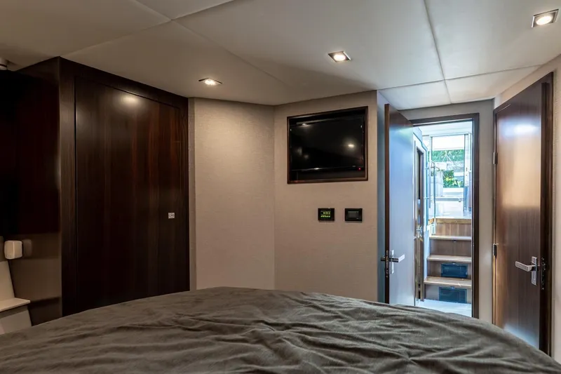 Slide: The Image of Luxurious interior of 2022 Cruisers Yachts 42 Cantius with modern amenities and elegant design. - 47